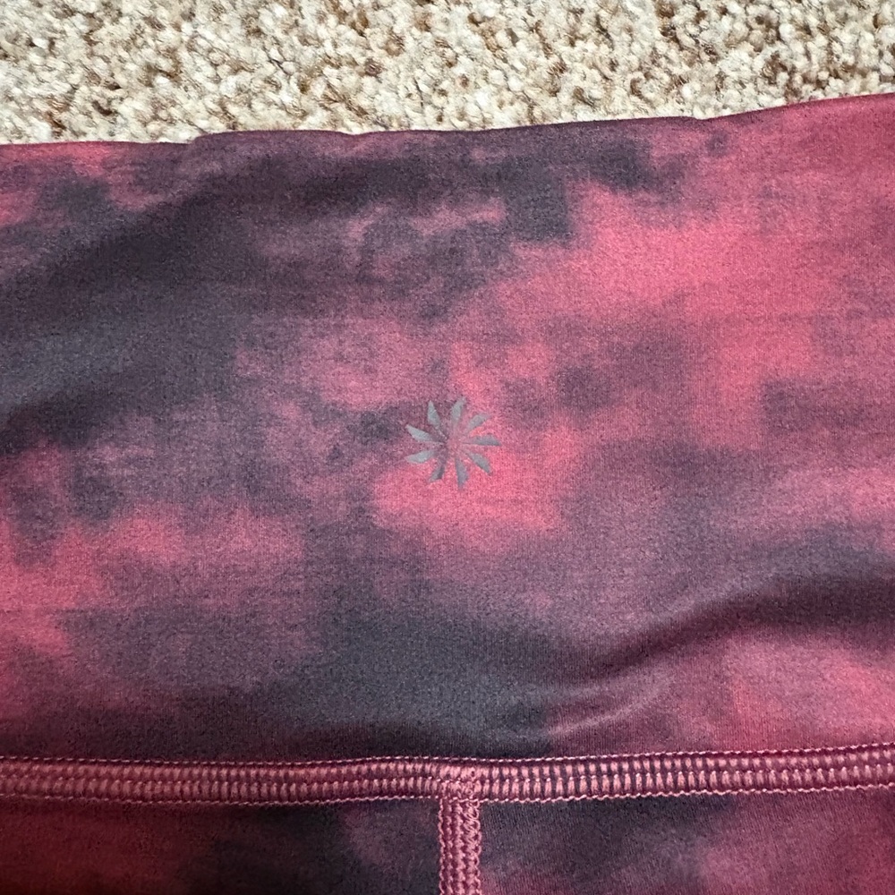 Athleta Elation 7/8 Tight In Orchid Pink Ice Dye Red & Black Powervita Leggings - Picture 7 of 9